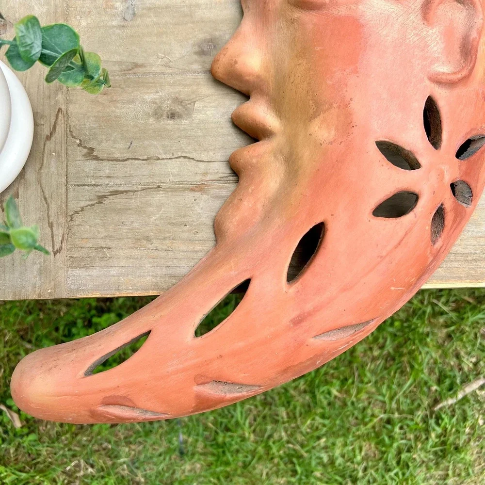 Vintage Terracotta Italian Moon Wall Decor